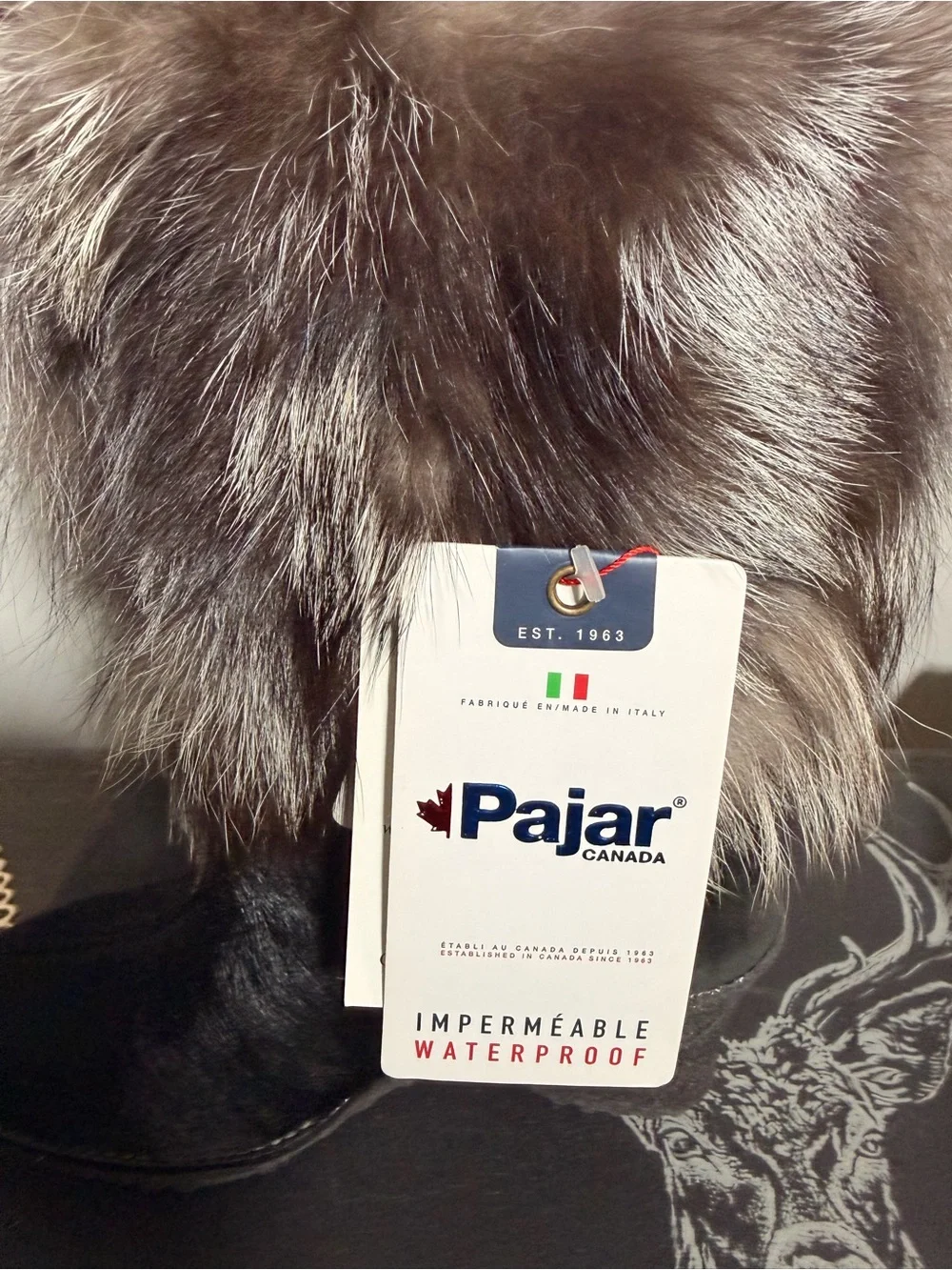 Pajar Wool Lined Fox Fur and Calf Skin Waterproof Wedge Boots Size 37
